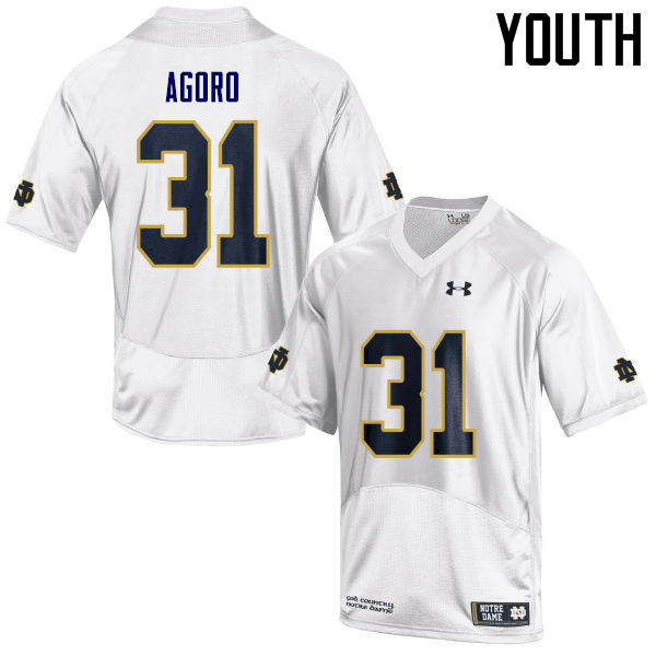 Youth #31 Temitope Agoro Notre Dame Fighting Irish College Football Jerseys Sale-White - Click Image to Close